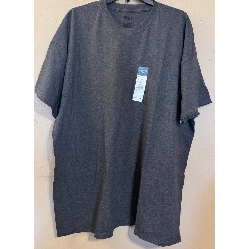 Athletic Works T-Shirt Men 2XL Charcoal Gray Loose Fit Short Sleeve NEW